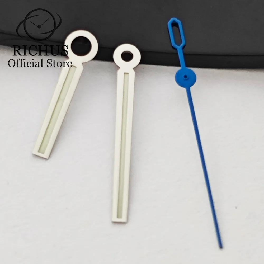 RICHUS الفضة والأزرق ساعة الأيدي الأزرق والأخضر مضيئة صالح NH35 NH36 Miyota8205 8215 DG ساعة يد تعمل بالحركة اكسسوارات أجزاء