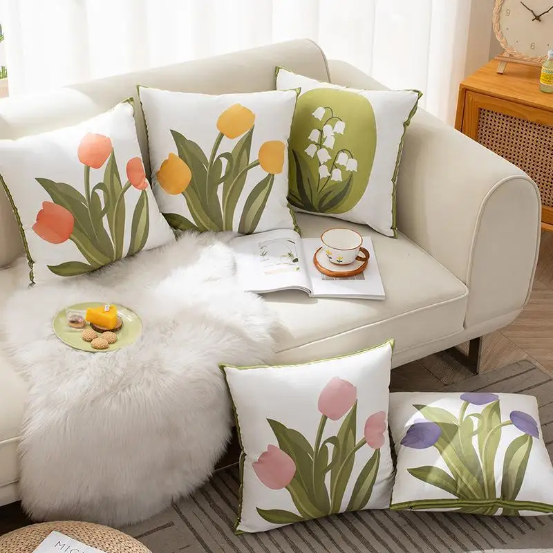 

2024 NEW (45*45cm) Beautiful flower pillowcase for living room bedside sofa car backrest office decoration (without pillow core)