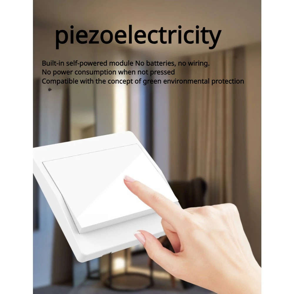 No-Crosstalk Self-generated Wireless Switch with Bezel Remote Control Wall Switch Battery-free Single-control Waterproof Sticker