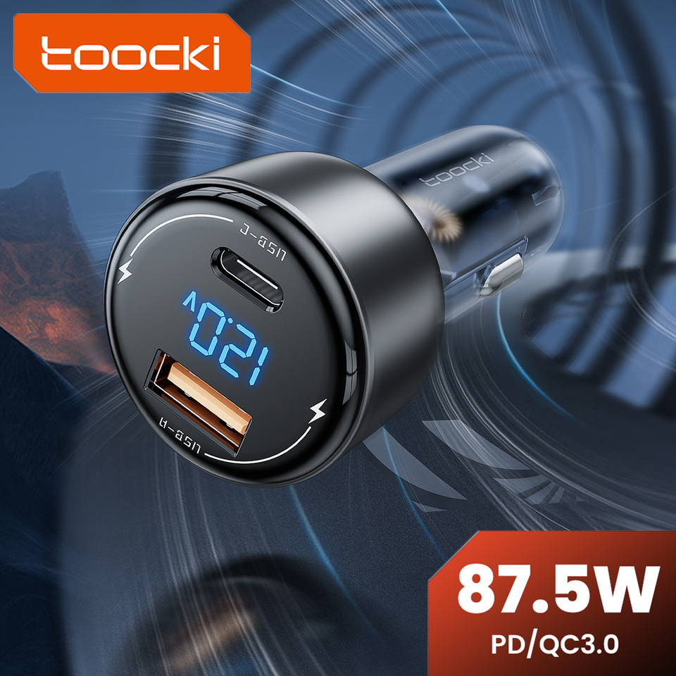  Toocki 87.5W USB Car Charger QC4.0 PD3.0 PPS 65W Fast ChargingType C Car Phone Charger for iPhone 14 13 Samsung Xiaomi Huawei 