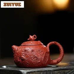 230ml Yixing Purple Clay Teapot Handmade Xishi Engraved Heart Sutra On The Inner Wall Pot Raw Ore Dahongpao Mud Tea Kettle Zisha
