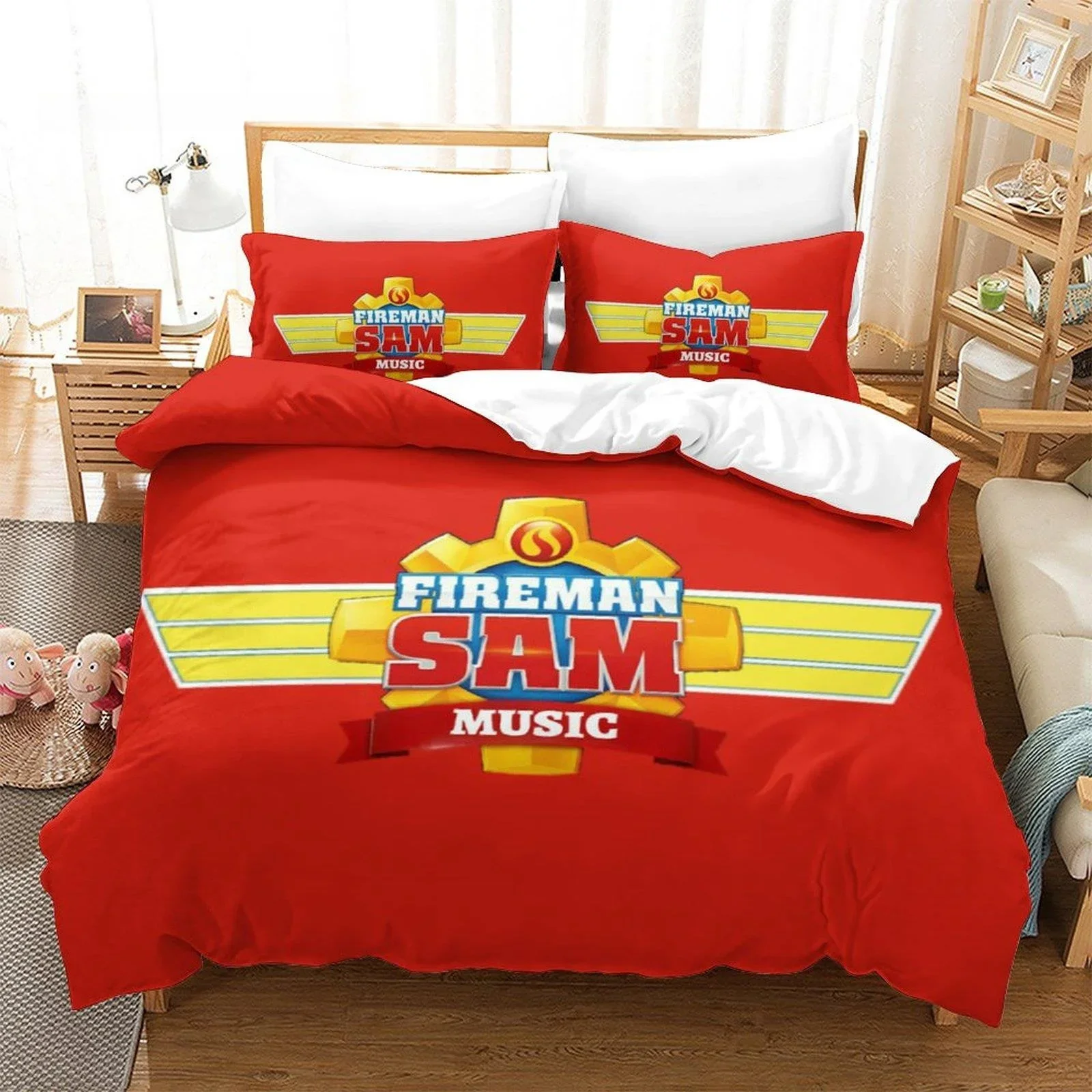 

3D Printing Anime Bed Sheet Fireman Sam Bedding Set Single Twin Full Queen King Size Bed Set Adult Kid Bedroom Duvet cover Sets
