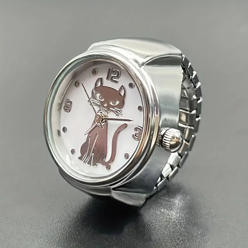 Niche Handsome Kitten Circular Pointer Quartz Ring Watch
