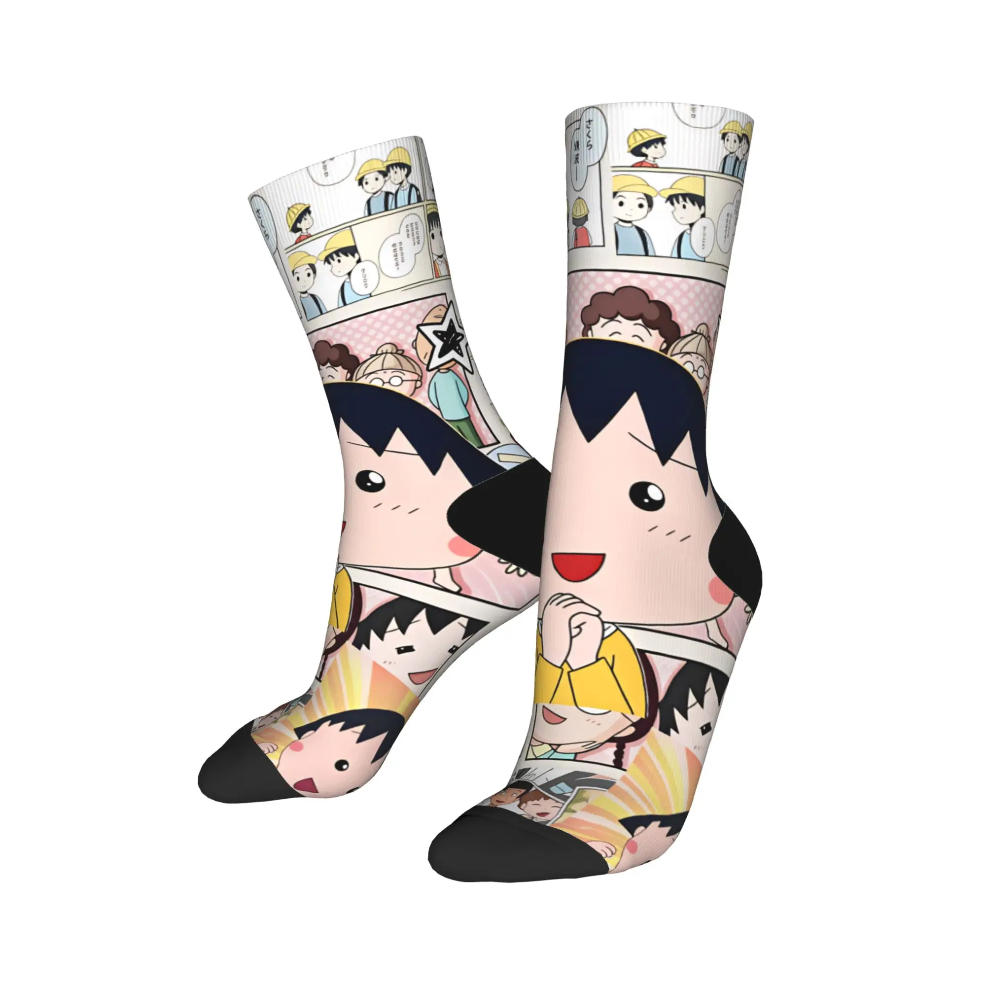 Chibi Maruko Chan Socks  Design Stockings Anti Skid Women Men Socks High Quality Winter Vintage Outdoor Socks