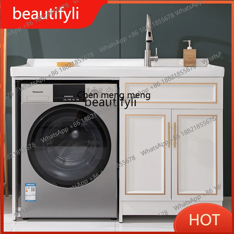 

G8578 Alumimum Balcony Washing Machine Cabinet Combination Integrated Ceramic Basin