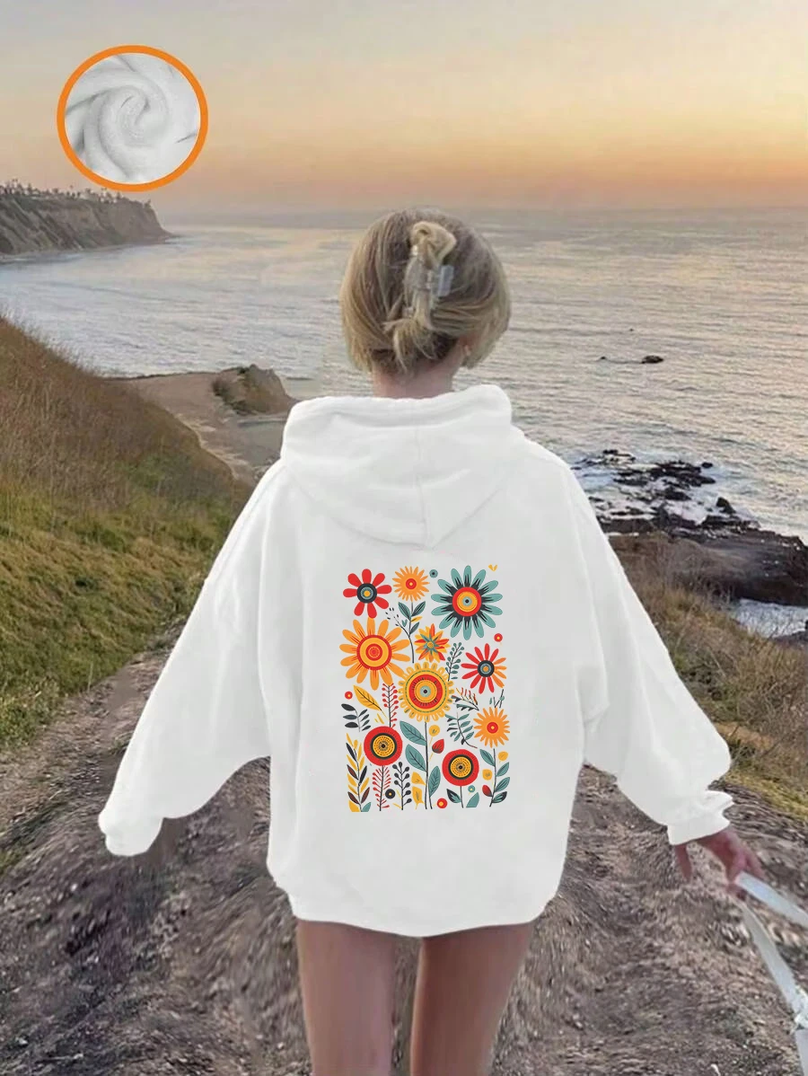 2024 Autumn Boho Wildflowers Print Hoodie Girls Boy Long Sleeve Aesthetic Plant Style Flower Trend Hoody Fashion Kids Sweatshirt