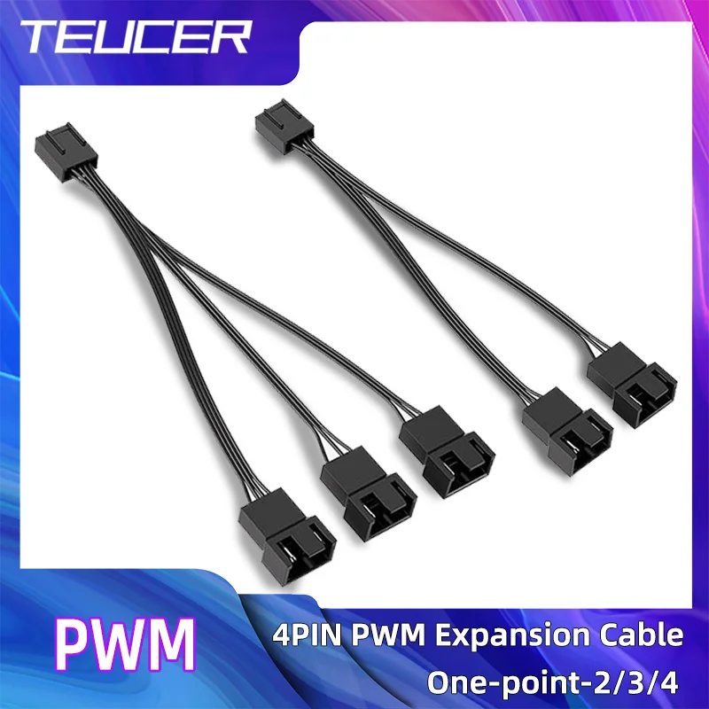 TEUCER 4-pin PWM Connector Case Fan Extension Power Cable for Compure CPU Cooling System for Computer Connector Case Fan