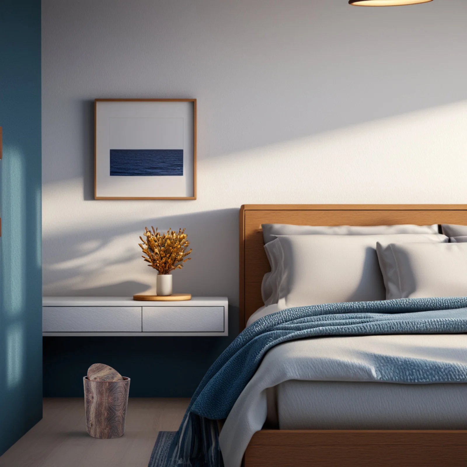 

Retro Wood Grain Trash Can Swing Lid Kitchen Bedroom Office Bathroom Large Capacity Stylish Garbage Bin