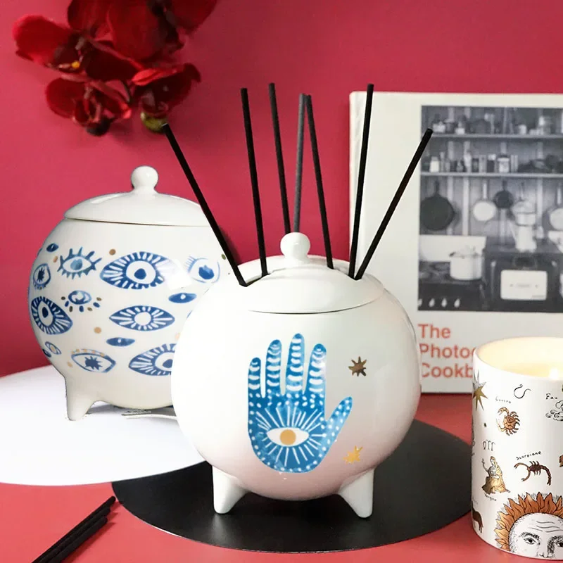 Quemadores de incienso vacíos para decoración del hogar, soporte para candelabro, Base aromaterapia difusa, florero cerámi