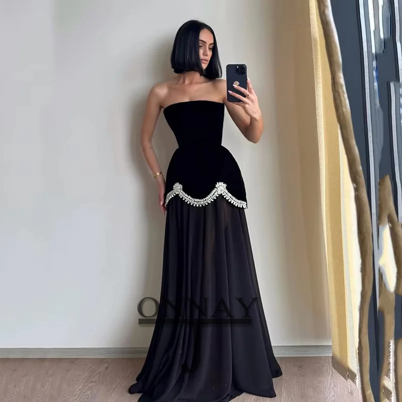 

K1016 Черные бархатные платья для выпускного вечера Дубай Женщины Саудовская Аравия Гала Кристаллы на заказ Вечернее платье Vestidos De Fiesta по индивидуальному заказу