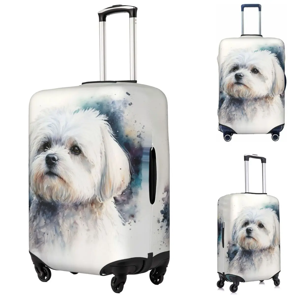 

Maltese Dog Art Suitcase Cover Protection Elastic Travel Luggage Protector Covers for 18-32 Inch