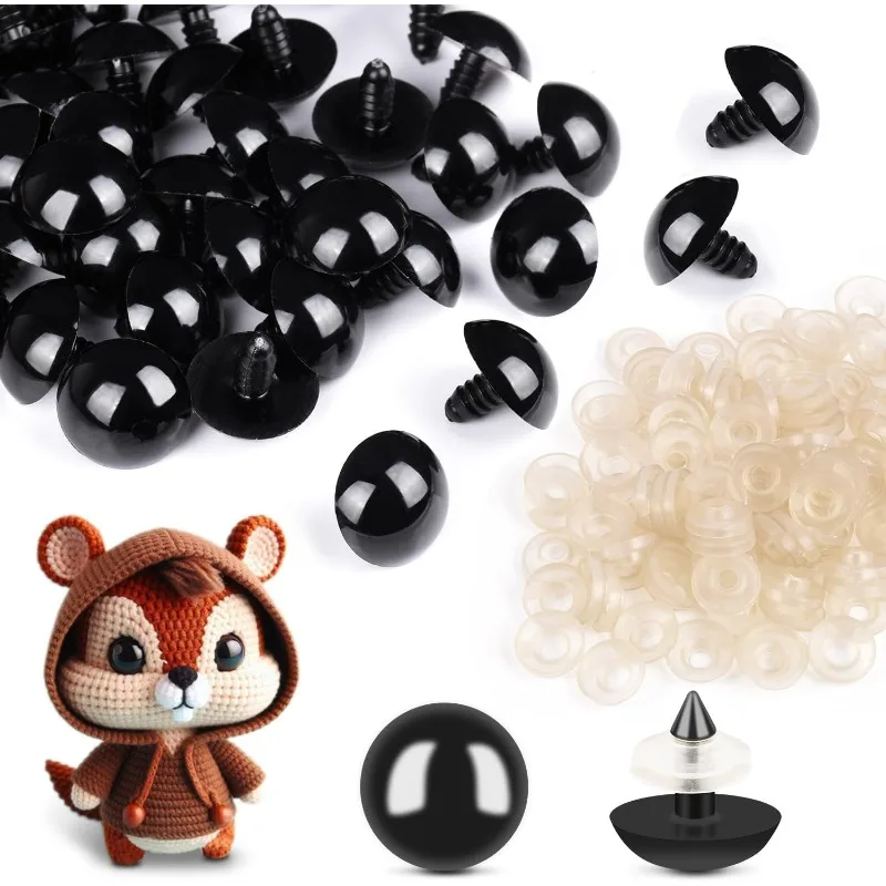

1000set Black Safety Eyes with Washers for Crochet Plush Dolls Stuffed Animals Teddy Bear Crochet Craft DIY Doll Plastic Eyeball