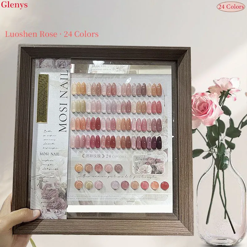 Glenys 24 couleurs Luoyang rose vernis à ongles gel net rouge populaire semi permanent carte de couleur d'immersion salon de manucure nail art ensemble de vernis