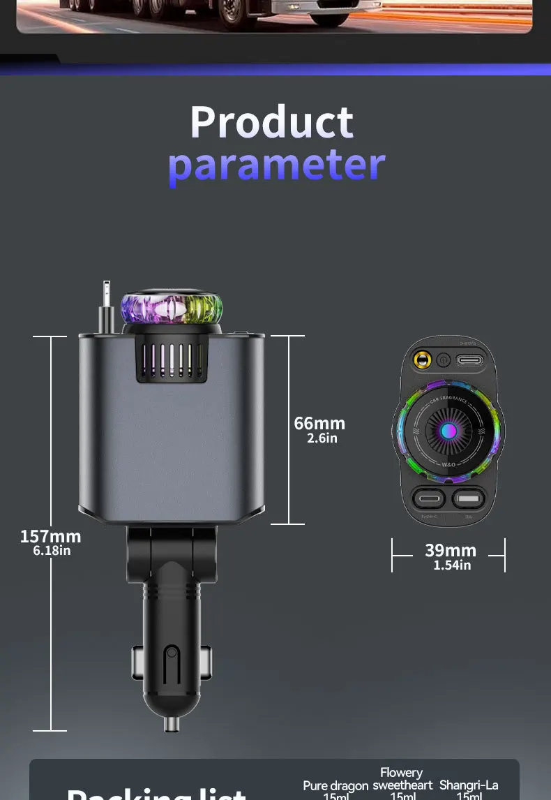 5-in-1-Auto-Aromatherapie-Diffusor für ätherische Öle, Sternenlicht, 45 W, einziehbares Telefon-Ladegerät mit IOS Typ C PD30W-Kabel für iPhone – Detail 14