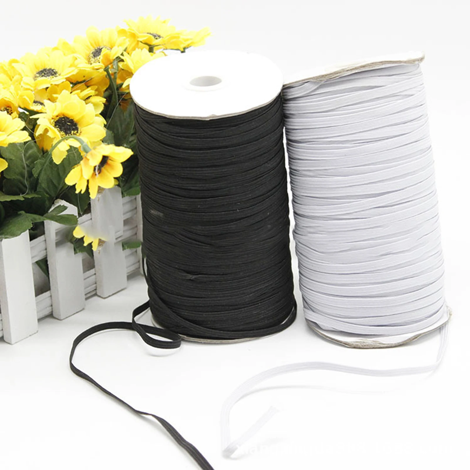 Briaded Elastic Band 1/4 inch 6mm 70/100/200 Yards Flat Elastic Band for Sewing Crafts DIY