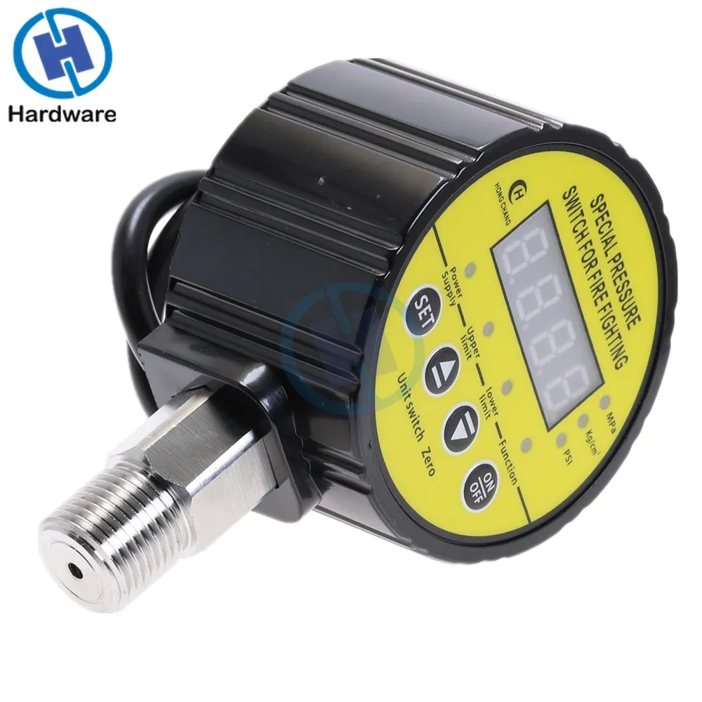 Digital Pressure Gauge Air Compressor Pressure Switch Mpa PSI DC12V DC24V AC220V 1/4'' Thread