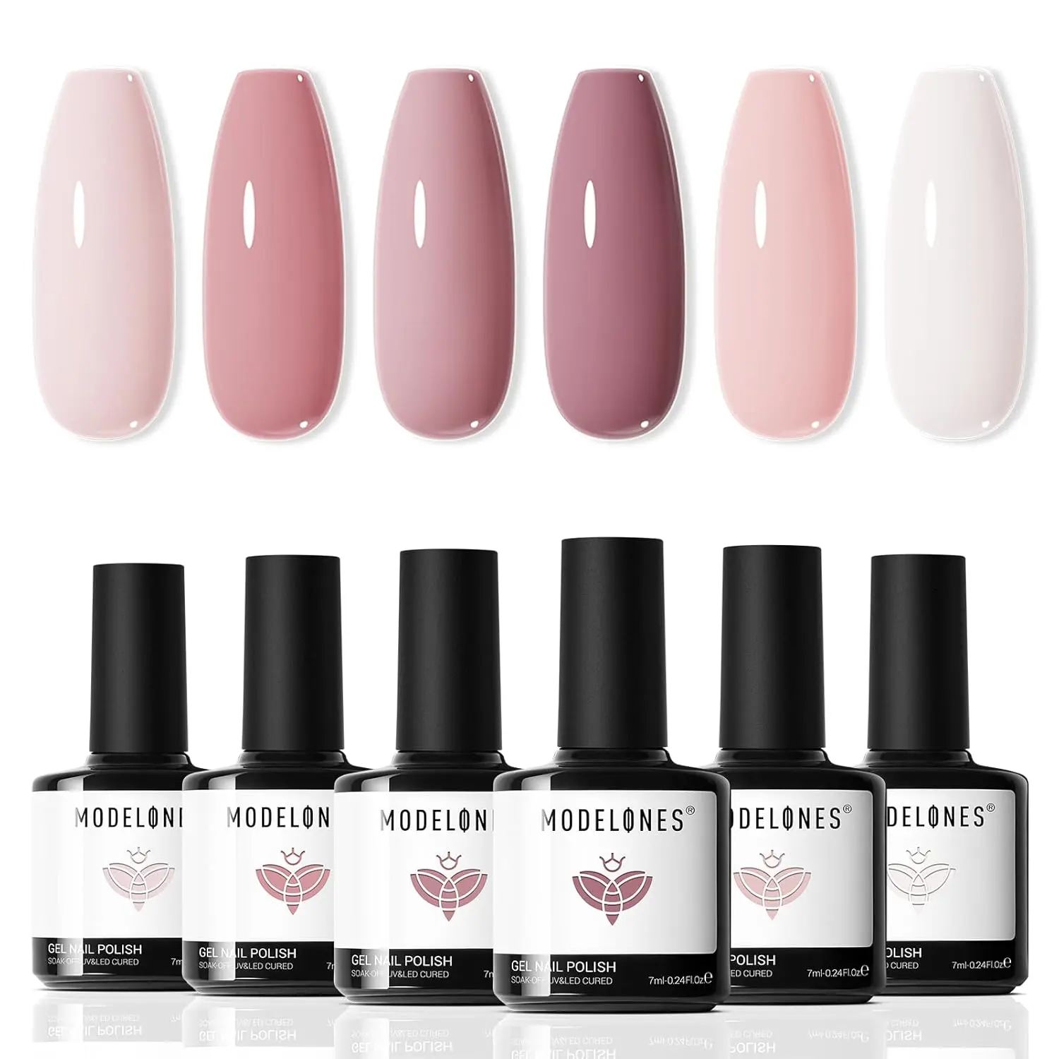 

modelones Gel Nail Polish Set - 6 Colors Nude Pink Milky White Gel Polish Set Light Neutral Pink Nail Polish Barely Pink