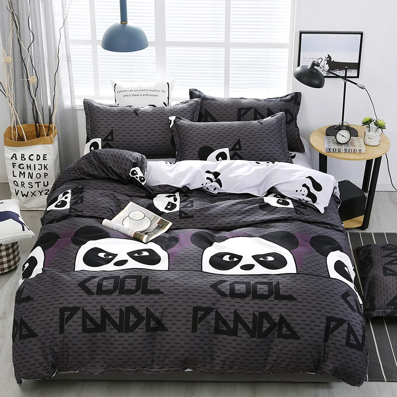 Cool Panda Duvet Cover for Boys Girls Cartoon Animals Comforter Covers Soft Quilt Cover Pillow Cases Zipper Closure Bedding Set