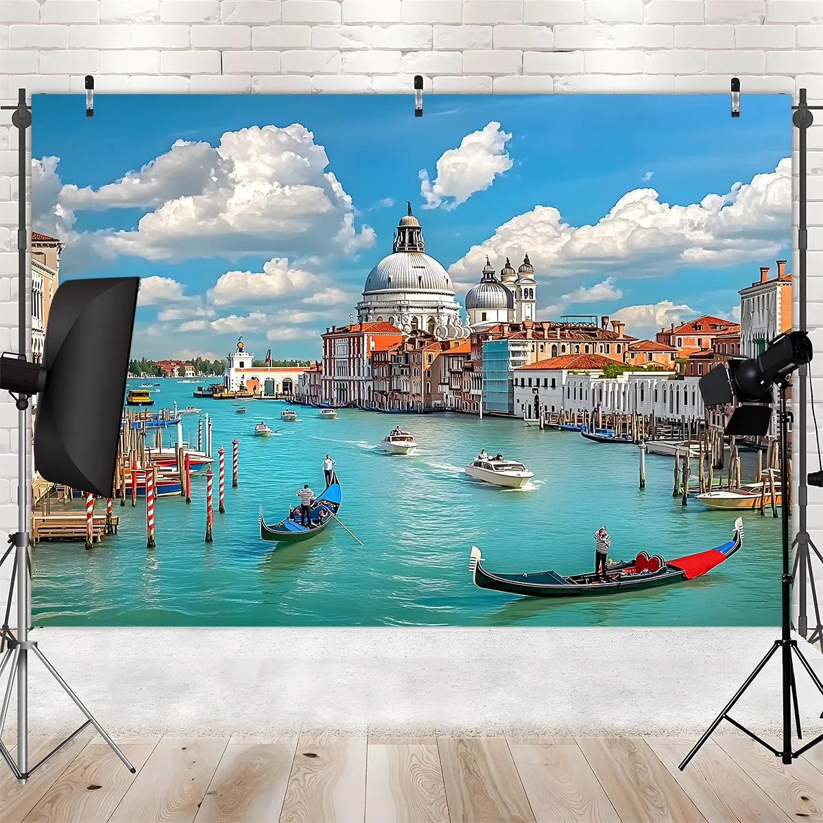 Vibrant Venice Canal Skyline Mural Wallpaper - Italian Cityscape Art for Living Room Decor