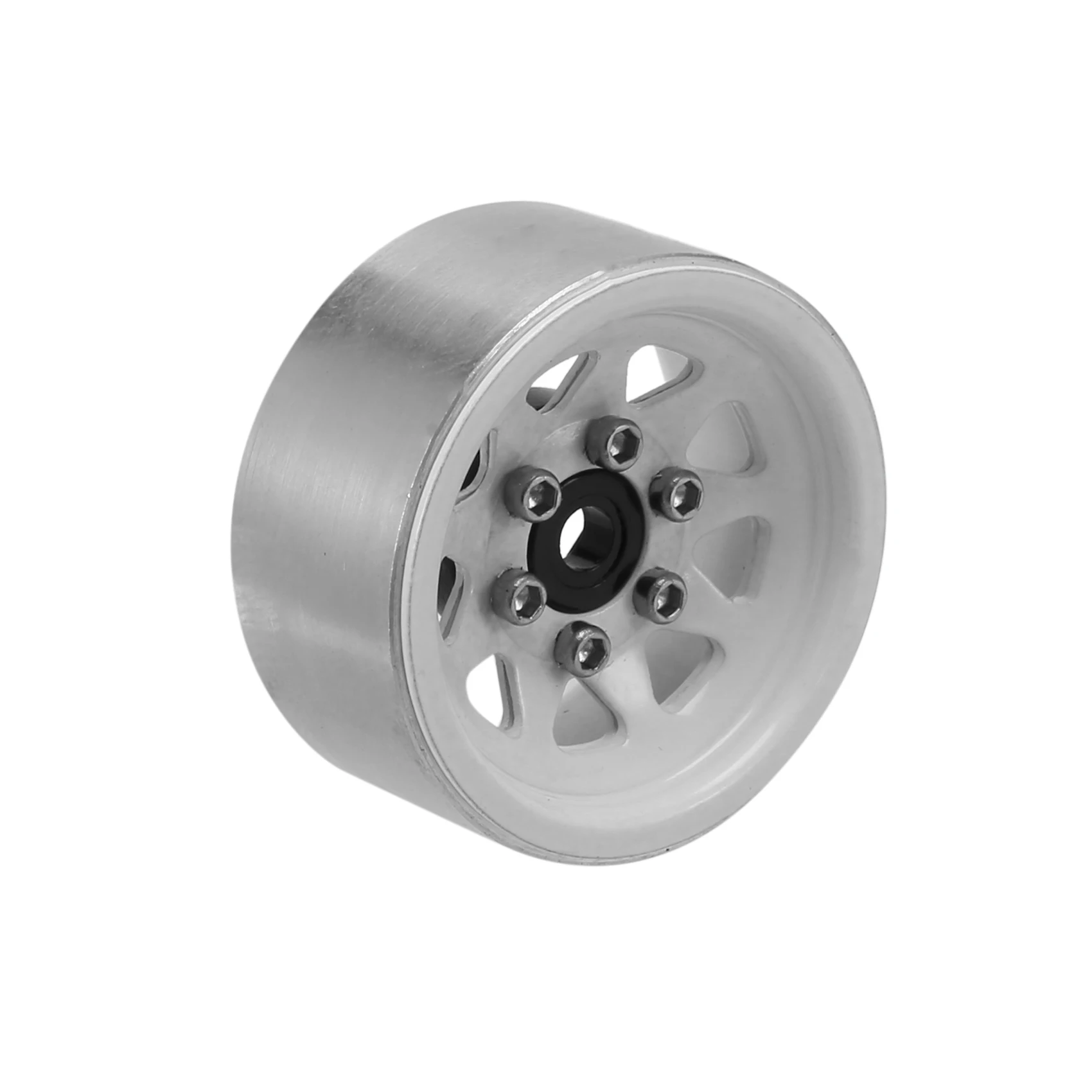 Steel 1.0 Beadlock Wheel Rim Wheel Hub for 1/24 RC Crawler Car Axial SCX24 Deadbolt C10 Jeep Gladiator Bronco,White