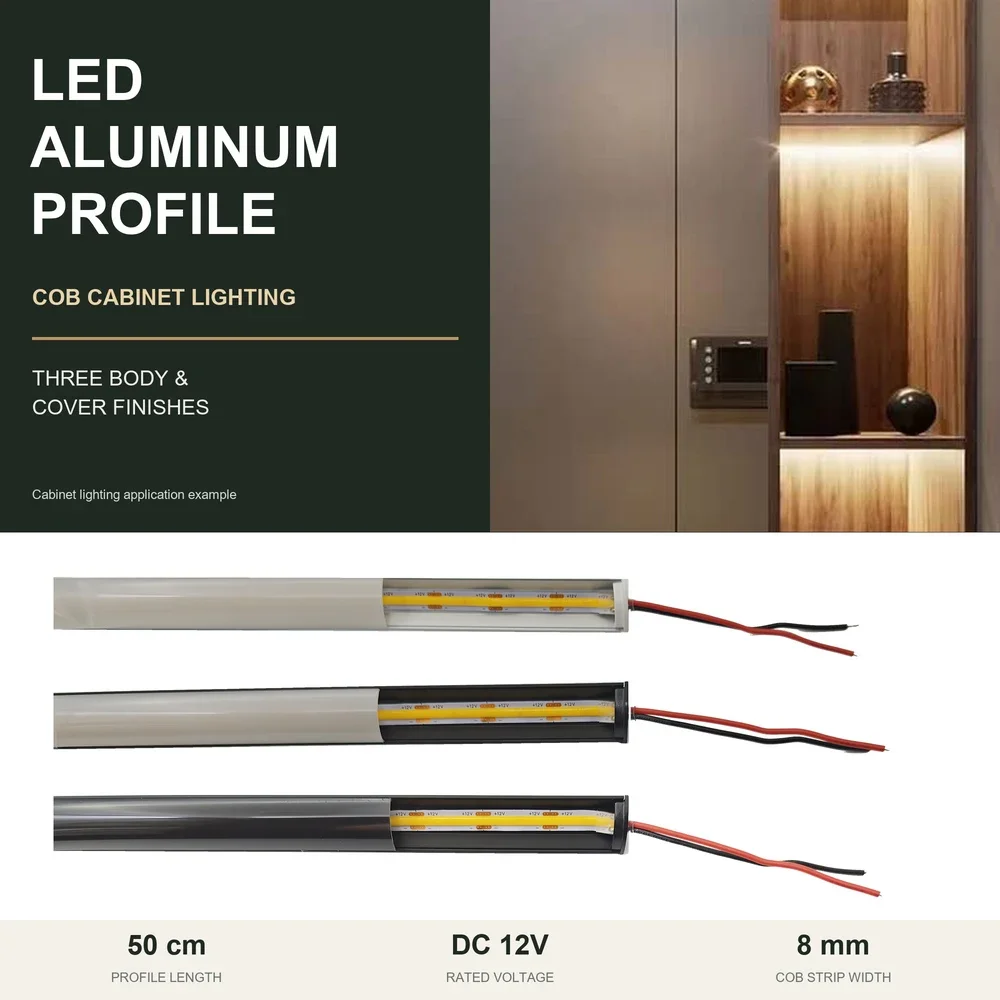 2-30 PCS LED Rigid Strip DC12V 50CM 20 Inch COB 320LEDs V-Shaped LED Aluminum Channel Rigid Strip for Indoor Lighting