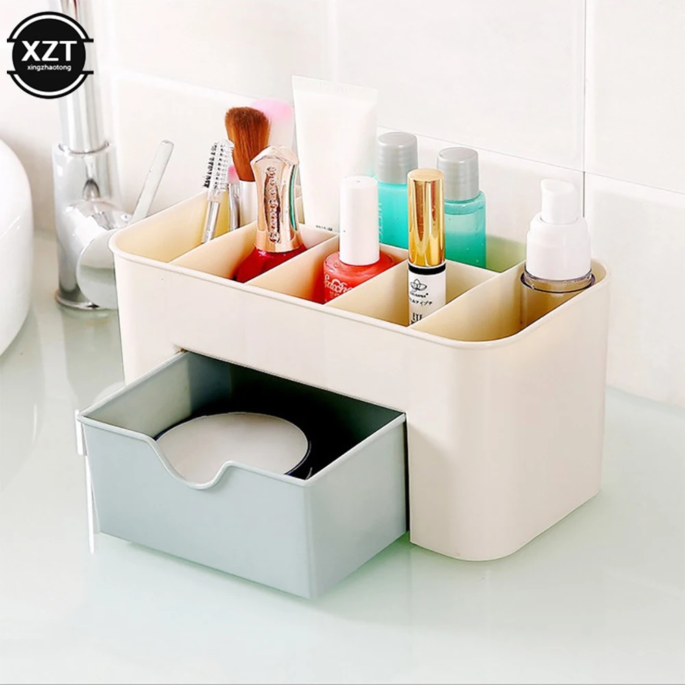 Multifunctional Storage Box Plastic Pen Holder Desk Skin Care Items Sundries Desktop Bathroom Rack with Drawer