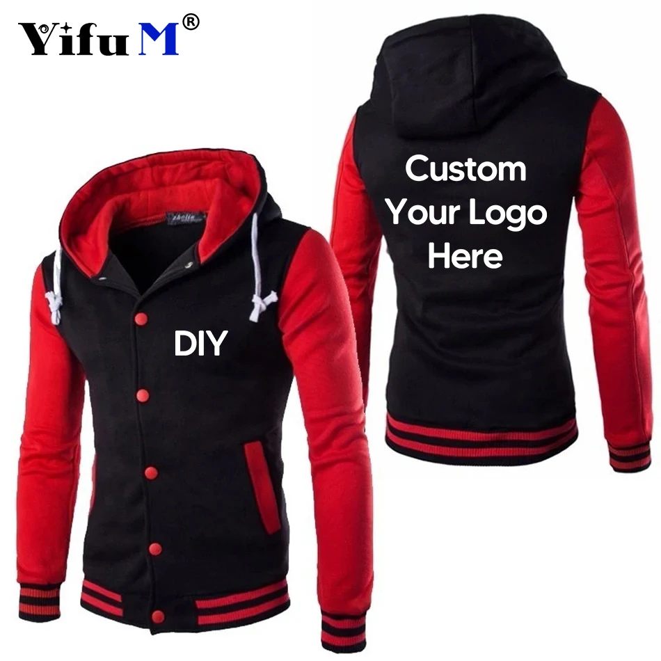 DIY Print Logo Autumn Fashion Men Custom Double Cardigan Sweatshirt Hoodie Jacket Hoodies Jacket Sportswear Male Hoodie Clothing
