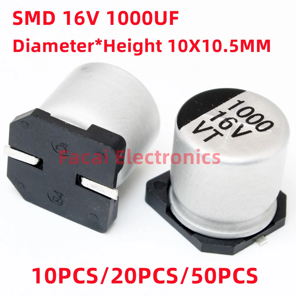 10PCS/20PCS/50PCS 16V1000UF Brand New High Quality SMD Chip Aluminum Electrolytic Capacitors 1000UF 16V Volume 10X10.5MM