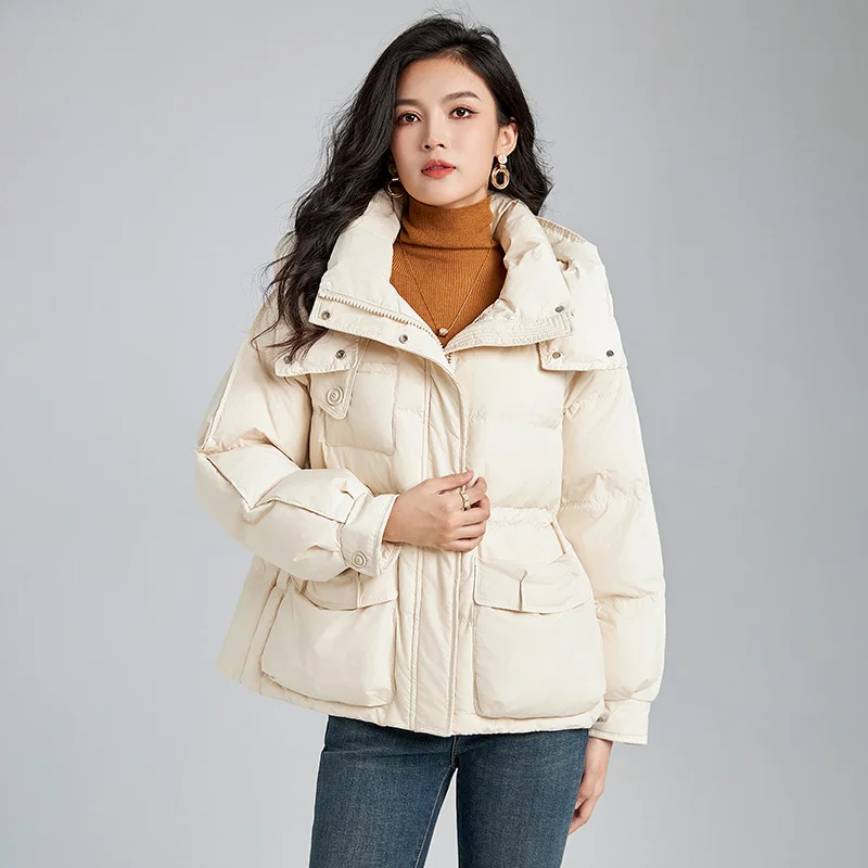 

Hooded Winter Coat Female Stand Collar Women Jacket 2024 New Fashion Casual Down Jacket Windproof Thick Warm Puffer Coats Down