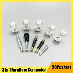 20pcs Thickening 3 in1 Furniture Connecting Hardware Set Cam Screw Eccentric Wheel Nut Cam Lock Nut of Wardrobe Splicing Cabinet
