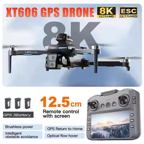 XT606 MAX 3 battery Drone 4k 8K HD Professional Camera FPV Wish Screen Drone 360&deg; Obstacle Avoidance Quadcopter Toys Dron gifts