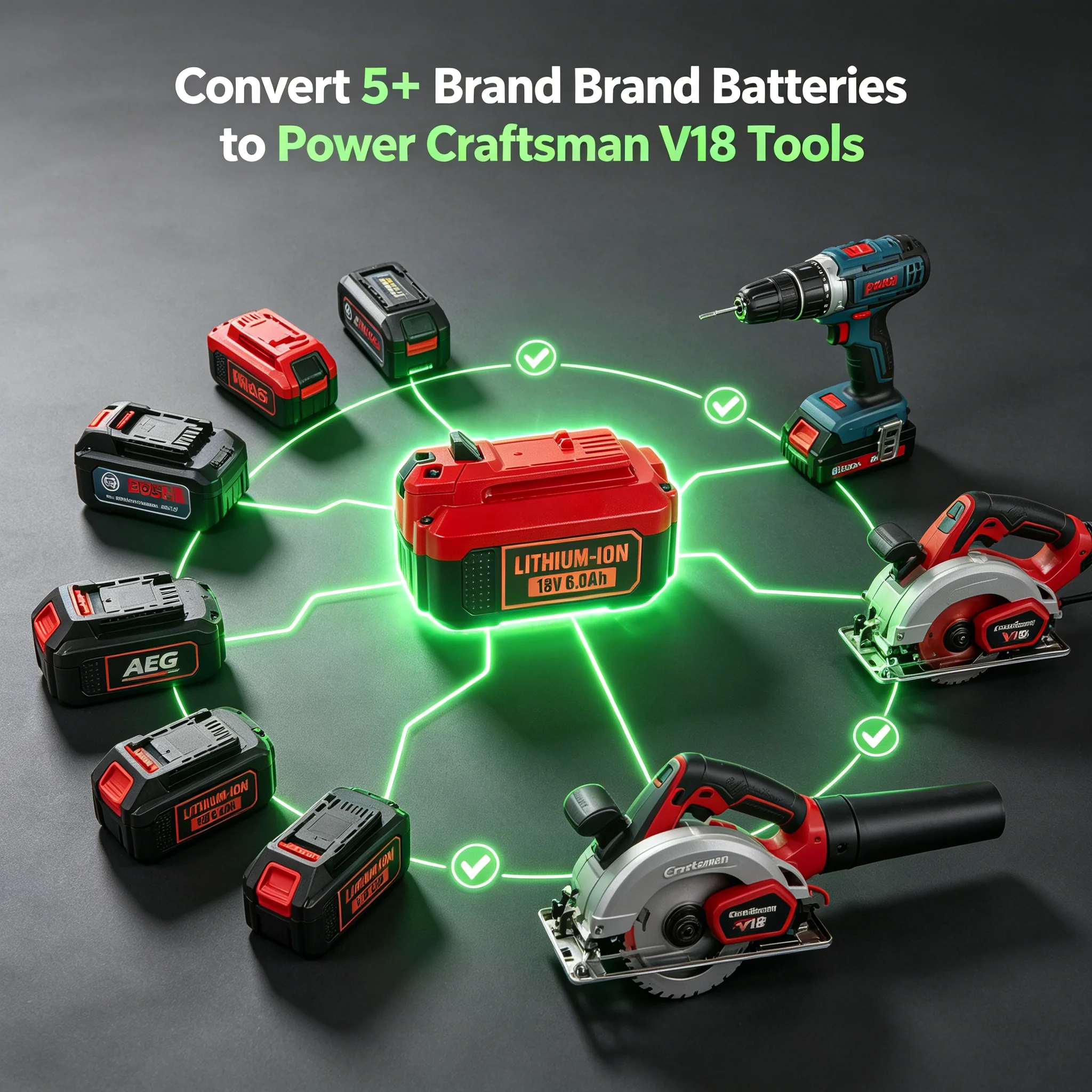 Battery Adapter for Craftsman 18V 6000MAH Tools Li-on Battery Convert to for Craftsman Power Tool
