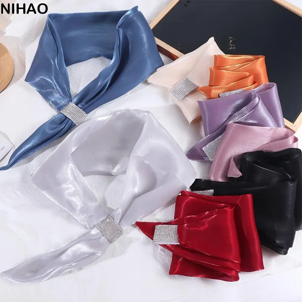 

Мягкая защита шеи, имитация шелка для женщин, бриллиантовые накидки для девочек, шейный платок с крестом, атласный накладной воротник, шарфы с крестом, шелковый шарф