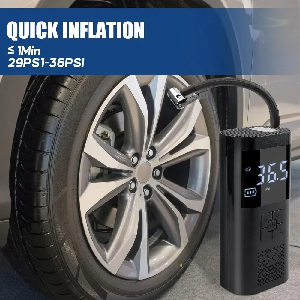 New Tire Inflator Air Compressor 60W  150PSI Air Pump Wireless with LED Light Digital LCD Display Portable Tire Pressure Gauge