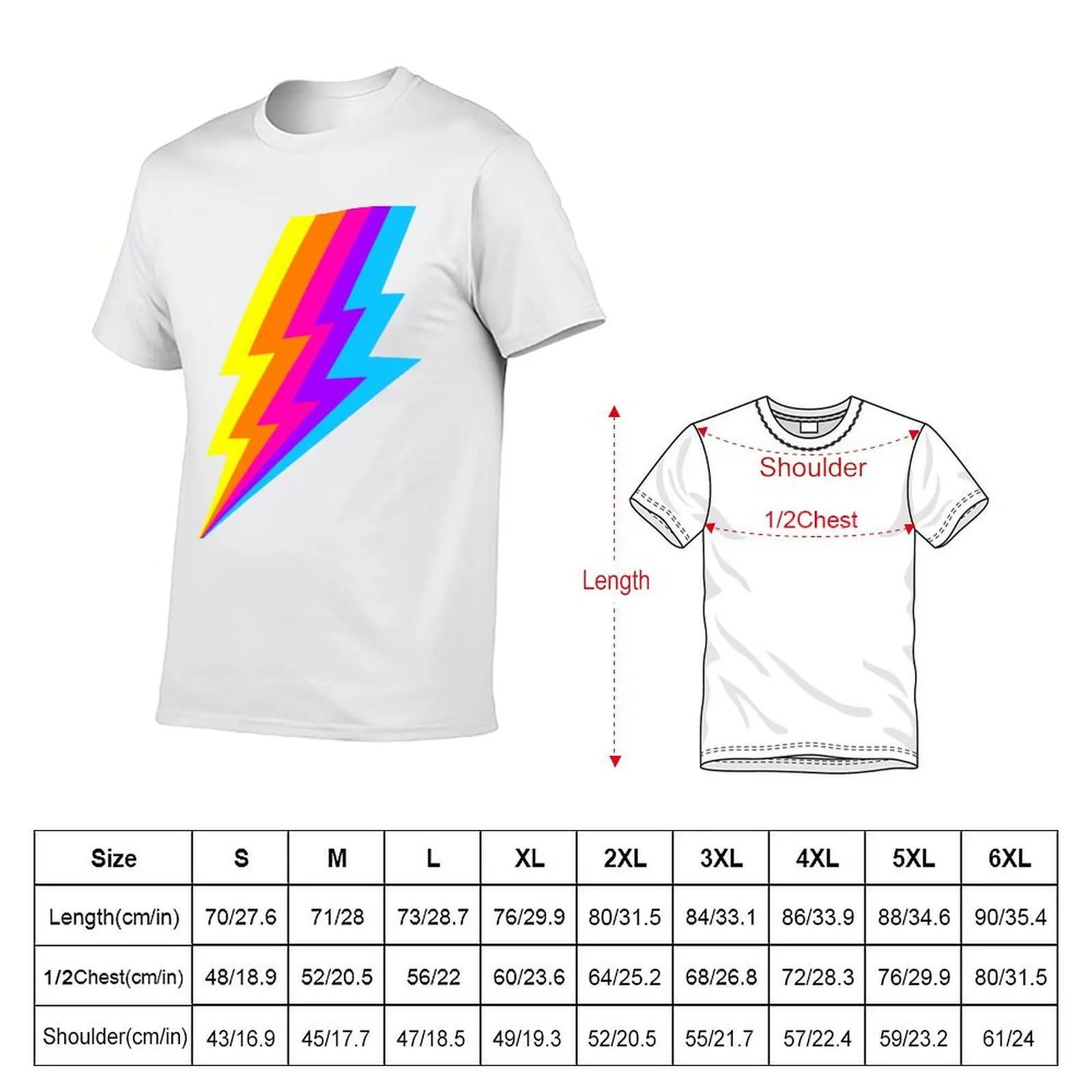 Neon Rainbow lightning bolt T-Shirt t shirts for man slim fit t shirt man plain t shirt custom print