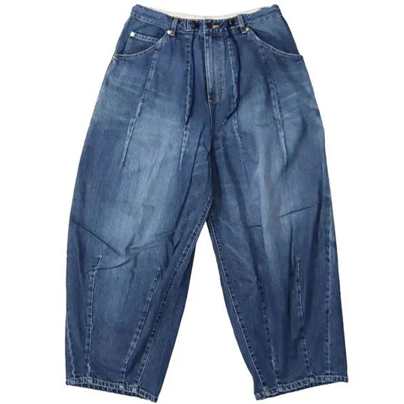 إبر السراويل واسعة الساق الرجال النساء الدهون Waed الدنيم الجينز اليابانية Sle فانوس Waed الأزرق الجينز السراويل غير رسمية