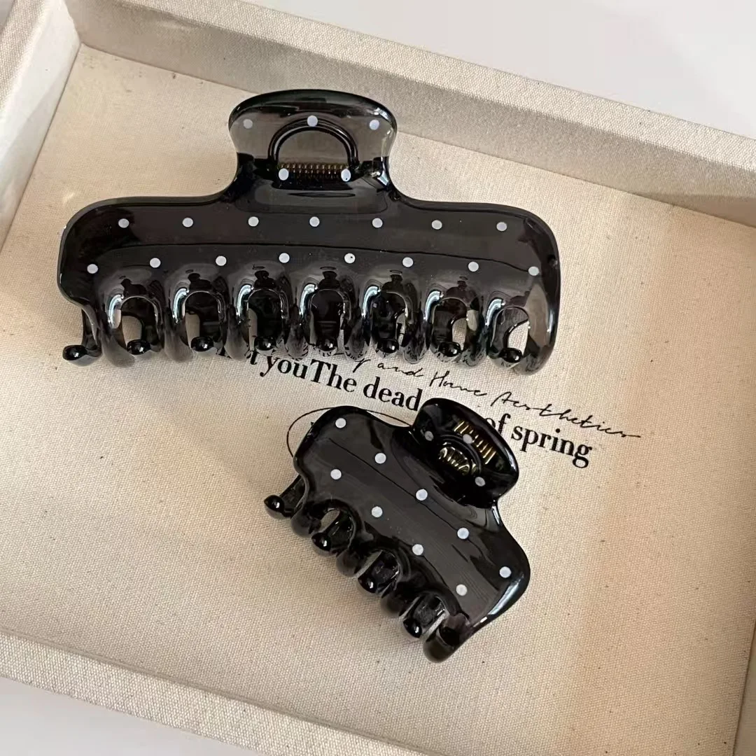 2 Stück Vintage Rechteckige Polka-Dot Haarklammer Geometrische Pferdeschwanz-Klammer Retro Krabben-Haarspange Haarschmuck für Frauen