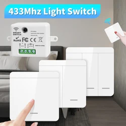 Wireless Light Wall Switch Relay Receiver RF 433Mhz 1/2/3Gang Panel Switch Remote Control Interruptor for LED Lamp 10A 110V 220V