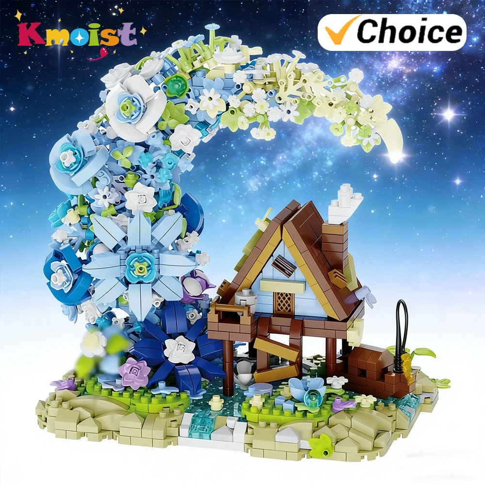 Mini-bouwstenen Tale Moon Houten huis Kinderspeelgoed DIY-puzzelstenen Diy-montagespeelgoed Moc-model Creatieve cadeaus voor kinderen