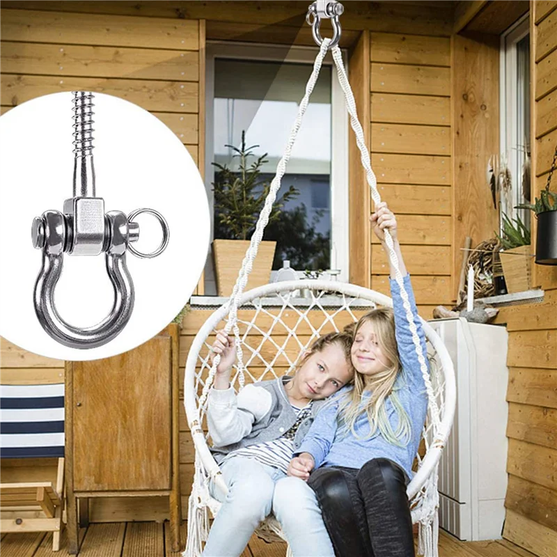 ABUP-6 Pcs 304 Stainless Steel Screw Bracket Heavy Duty 180° Swing Hangers Yoga Hammock Chair Sandbag Hardware Swing Sets