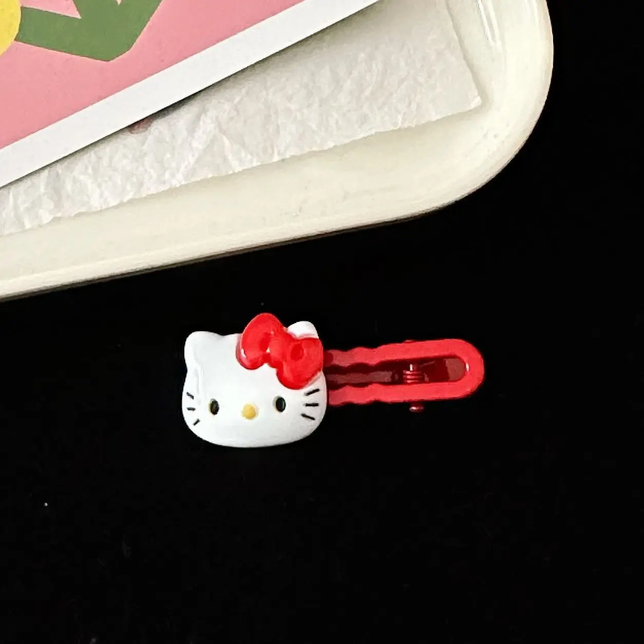 Sanrio Classic Cute Cat Bowtie, Red Duck Mouth Clip, Sweet and Fresh Girl Style, Front Broken Hair Card, Hair Accessories