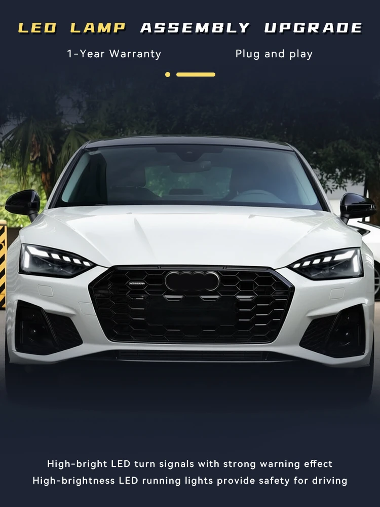 Auto Headlights For Audi A5 2021-2024 Front Lamp LED Bulbs Projector Lens DRL Newest Upgrade Head Light Car Accessories