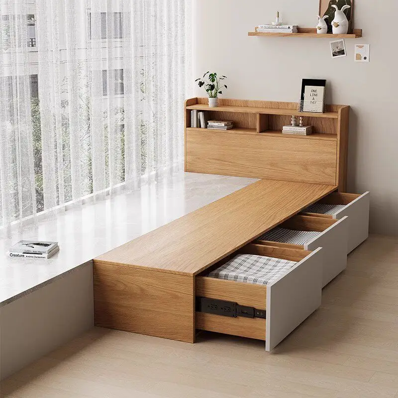 

Simple solid wood storage bay window splicing cabinet tatami window sill connection half bay window half bed