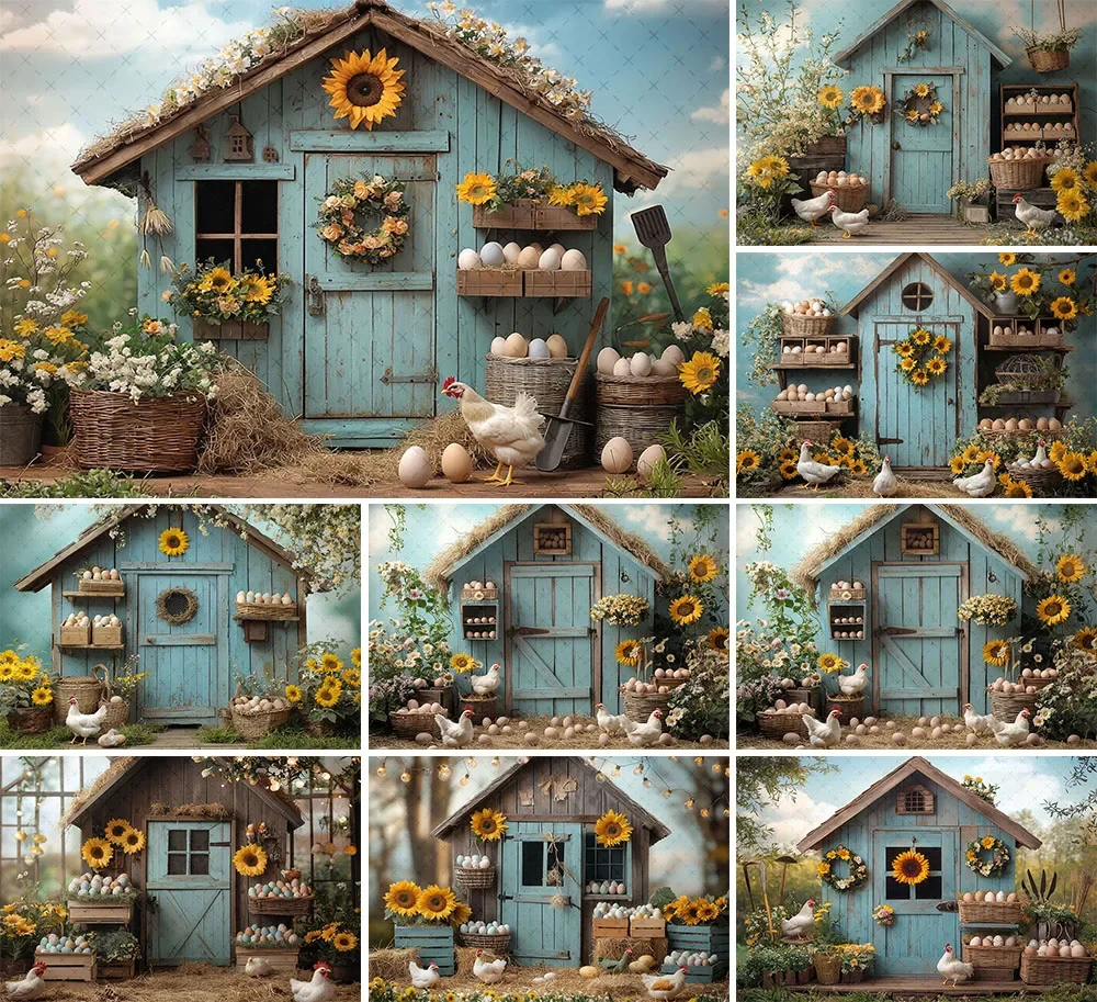 Mehofond Photography Background Spring Easter Farm Barn Cottage Eggs Kids Birthday Party Portrait Decor Backdrop Photo Studio