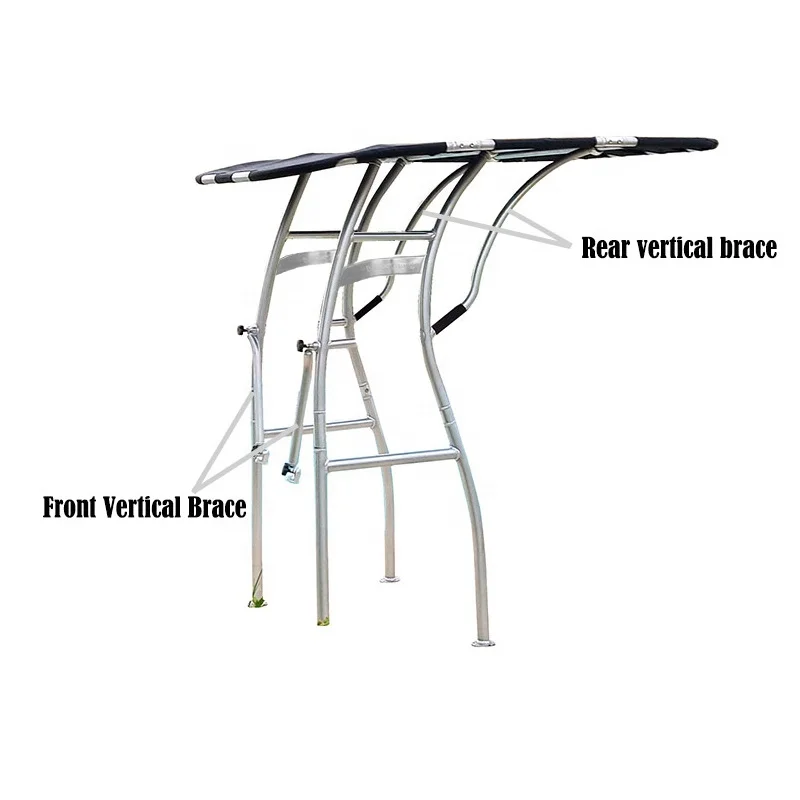 Dolphin Pro3 Extreme Heavy Duty Center Console Boat T Top Anodized Frame W/ Black Canopy Marine Boat Bimini Top
