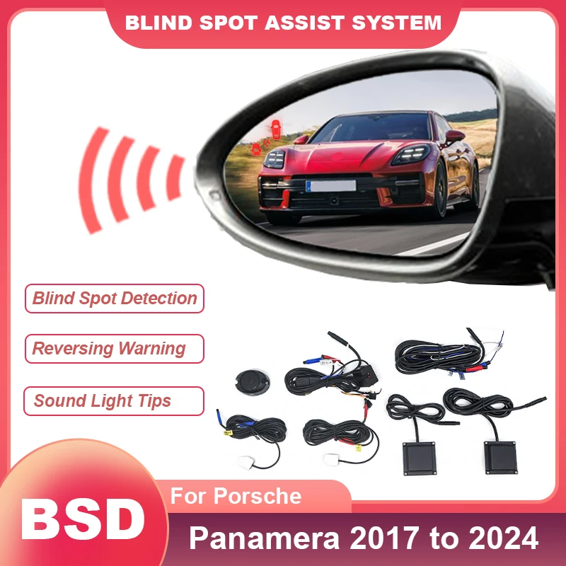 Car Alarm Driving Warning Safety Radar Blind Spot Monitoring System BSD BSA BSM 24GHZ Sensor For Porsche Panamera 2017 to 2024