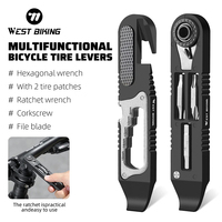 WEST BIKING High Strength Nylon Multifunctional Bicycle Tire Levers Portable Hex Wrench Set Ratchet Wrench Kit Bike Accessories