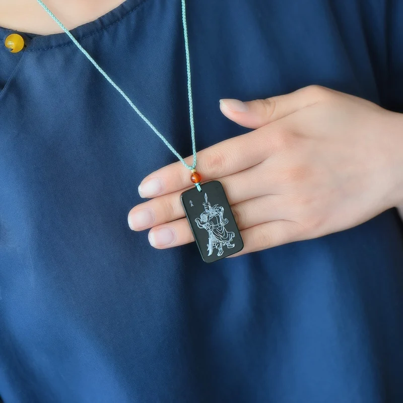 

Exquisite Hetian Gray Jade Guan Gong Pendant