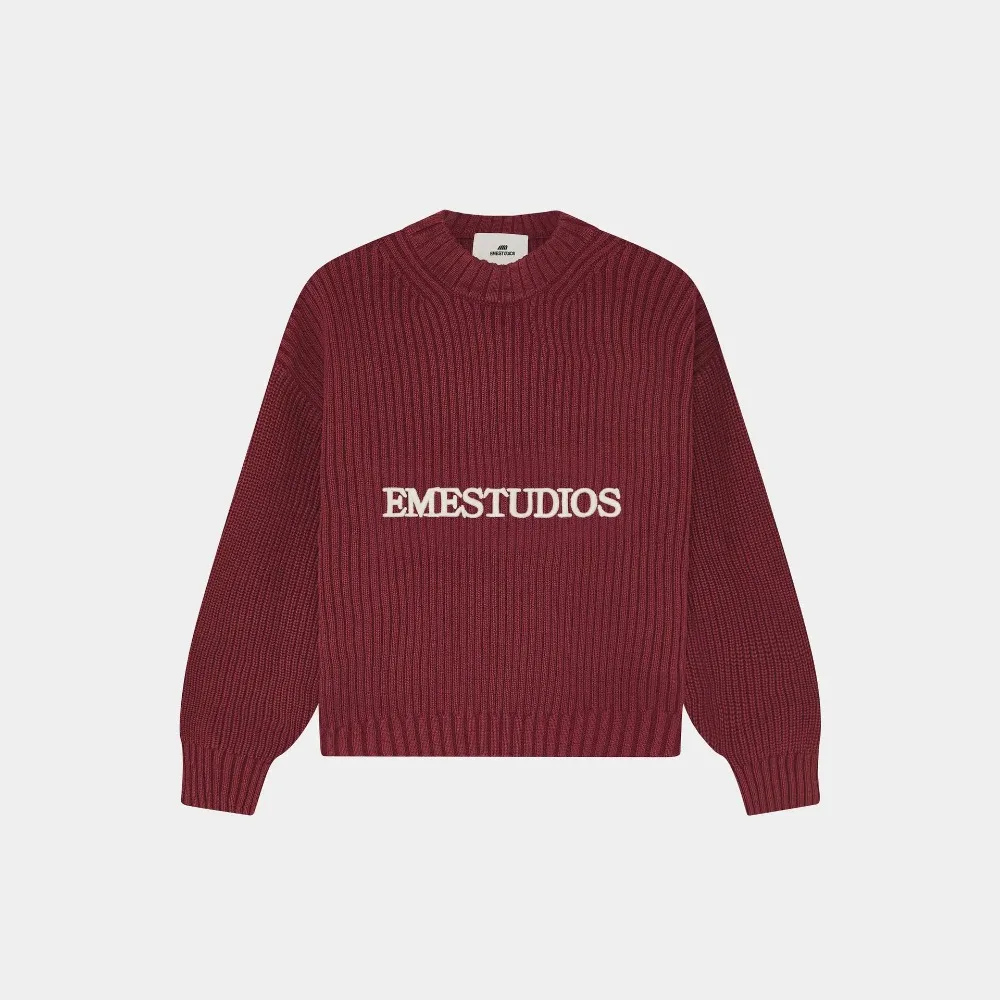 Lazy Style Sticky O-neck Knitted Sweater Autumn and Winter Women's Simple Letter Embroidery Loose Daily Campus Couple Sweater