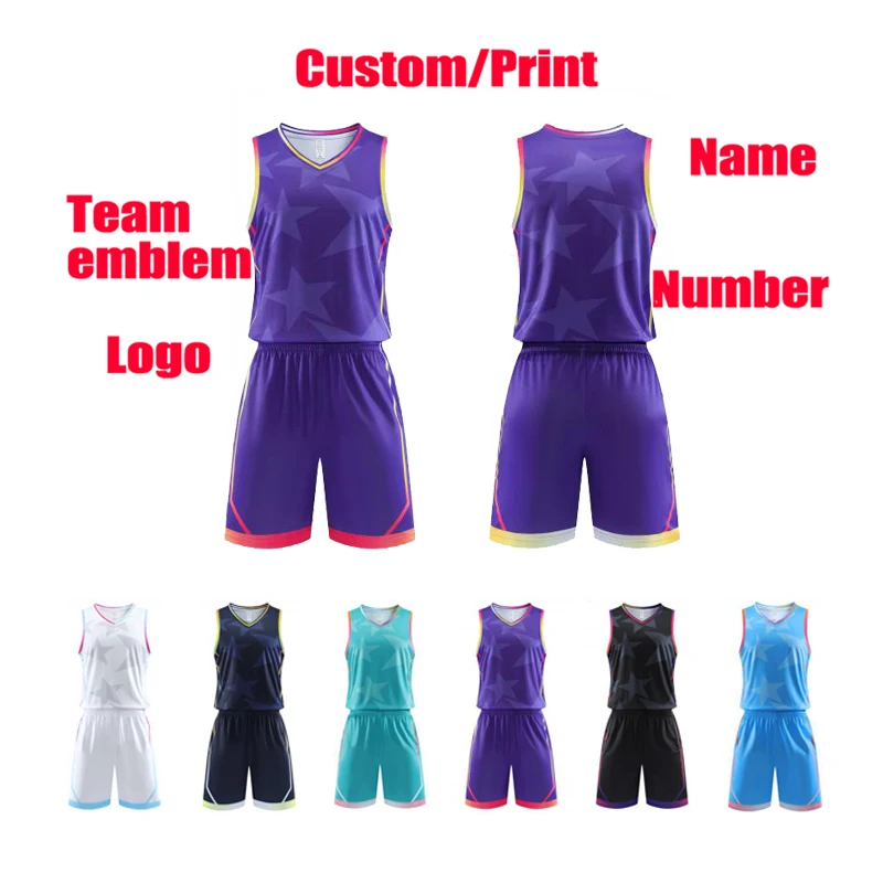 Basketbal jersey op maat Basketbal trainingspak Sportkleding op maat DIY Sportvest Heren Jongens Basketbal jersey Sets Groot formaat